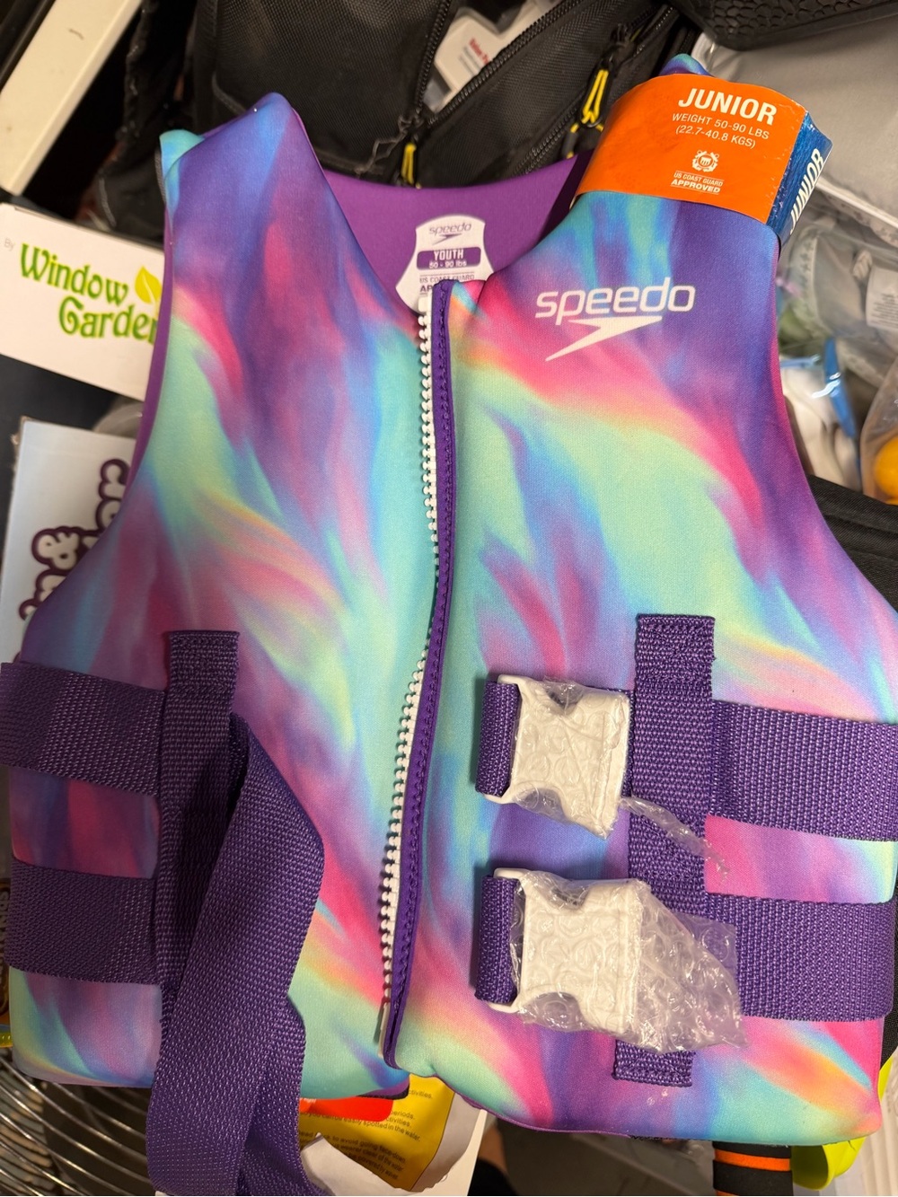 Speedo Kids Life Jacket - Rainbow Tie-Dye with Purple